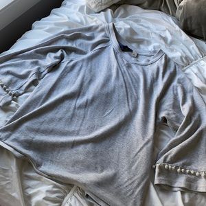Gray Pom-Pom sleeve top